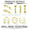 CHARIFIN Body piercing stainless steel Nose ring ear eyebrow lip navel nipple Piercing cartilage stud 14K gold hoop earrings for unisex 40pcs view 2