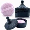 4.3 Inch Ultra Fluffy Body Powder Puff & 5.3 Inch Large Glass Jar Set,Dusting Powder Container with Puff,Multi-purpose Storage Holder Dish,Gothic Decor for Bedroom,Bathroom,Home(Black) view 1