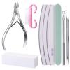 9 Pieces Nails Grooming Set Including Files Buffers and Cuticle Tools Manicure Accesories Suitable for Men and Women Cuticle Nippers view 1