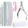 9 Pieces Nails Grooming Set Including Files Buffers and Cuticle Tools Manicure Accesories Suitable for Men and Women Cuticle Nippers view 4