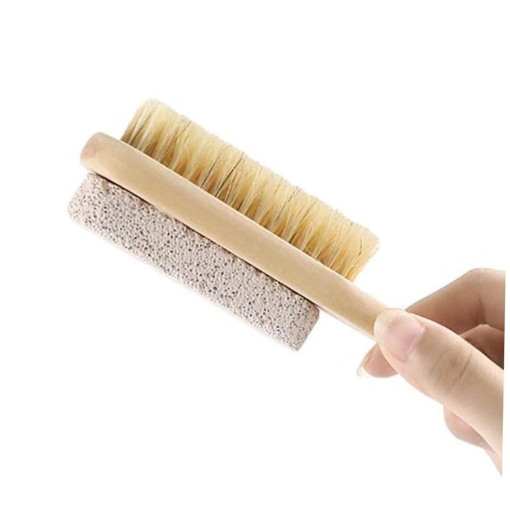 COOLHIYA 2pcs Double-Sided Pumice Foot Scraping Plates with Bristles Callus Remover and Dead Skin Brush for Pedicure Care and Smooth Feet Maintenance