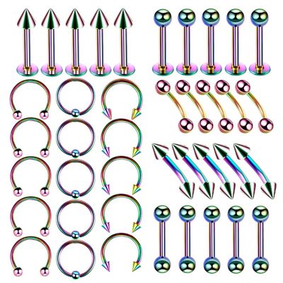 CHARIFIN Body piercing stainless steel antiallergy Ear eyebrow navel lip nipple nose ring Cartilage piercing Gold plated hoop earrings for women 40pcs