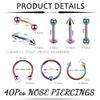 CHARIFIN Body piercing stainless steel antiallergy Ear eyebrow navel lip nipple nose ring Cartilage piercing Gold plated hoop earrings for women 40pcs view 2