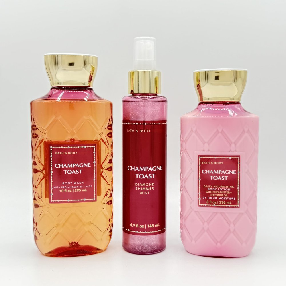 Champagne Toast 3-Piece Bath Bundle | Body Wash, Diamond Shimmer Mist and Body Lotion