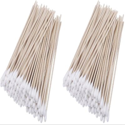 6" Cotton Swabs Wooden Handles Cotton Tipped Applicator Wood Sticks with Single Tip for Gun Cleaning, Wound Clean, Makeup, Removal Residue Tbestmax (500) (Pack of 2)