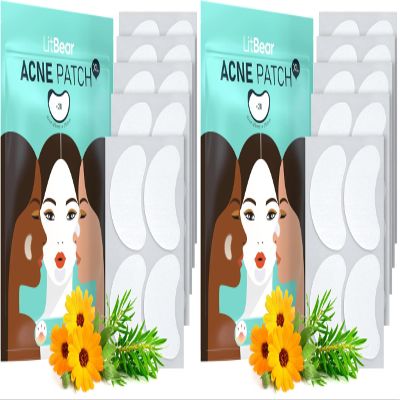 LitBear Acne Patches Large, Hydrocolloid Pimple Patches for Breakouts, Zit and Blemish, Large Acne Patches for Face, Chin, Back and Body with Tea Tree & Calendula Oil (Pack of 2)