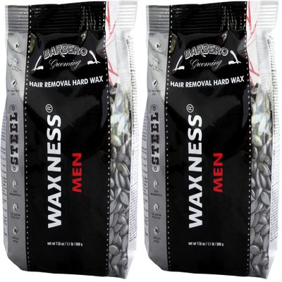 Waxness Wax Necessities Barbero Grooming Hard Wax Steel for Men 1.1 Pounds (Pack of 2)