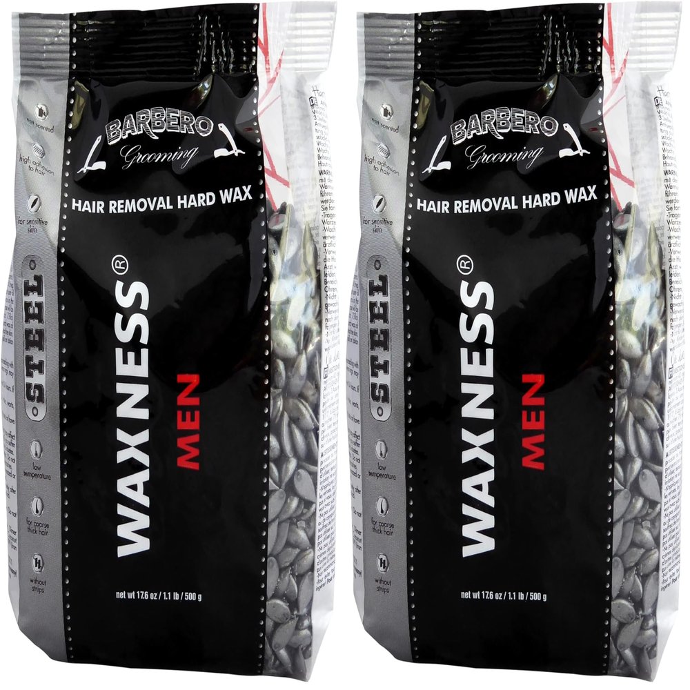 Waxness Wax Necessities Barbero Grooming Hard Wax Steel for Men 1.1 Pounds (Pack of 2)