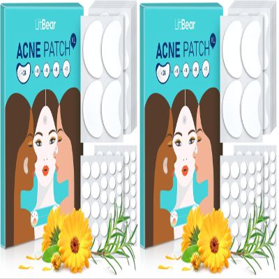 LitBear Acne Patches Large, Hydrocolloid Pimple Patches for Breakouts, Zit and Blemish, Acne Patches for Face, Chin, Back and Body with Tea Tree Oil (Pack of 2)