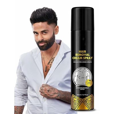 NH Hair Removal Cream Spray For Men| Painless Body Hair Removal Spray For Chest, Back, Legs & Under Arms (200 ml (Pack of 1), Aloe Vera)