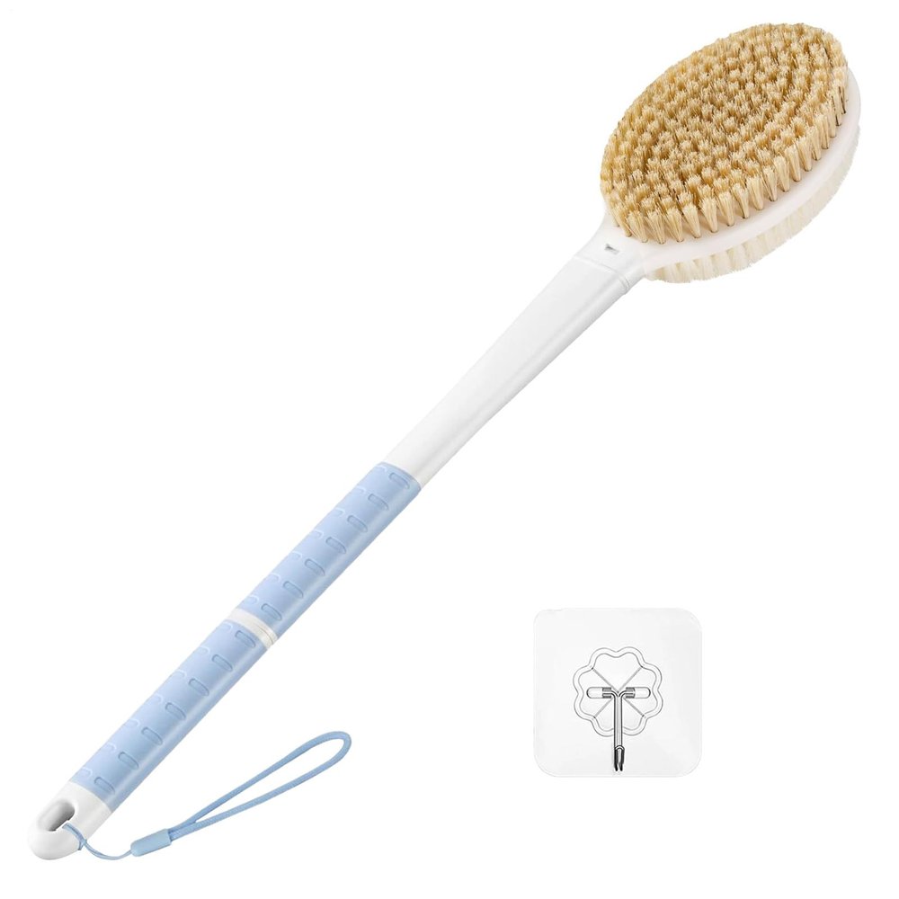 Bath Brush - Long Handle Shower Brush, Bathing Brushes, Double-Sided Shower Scrubber, Soft and Stiff Bristles Cleaning Tool for Men Women Girls Boys Post-Workout Gym Beach Home Spa Travel Hotel