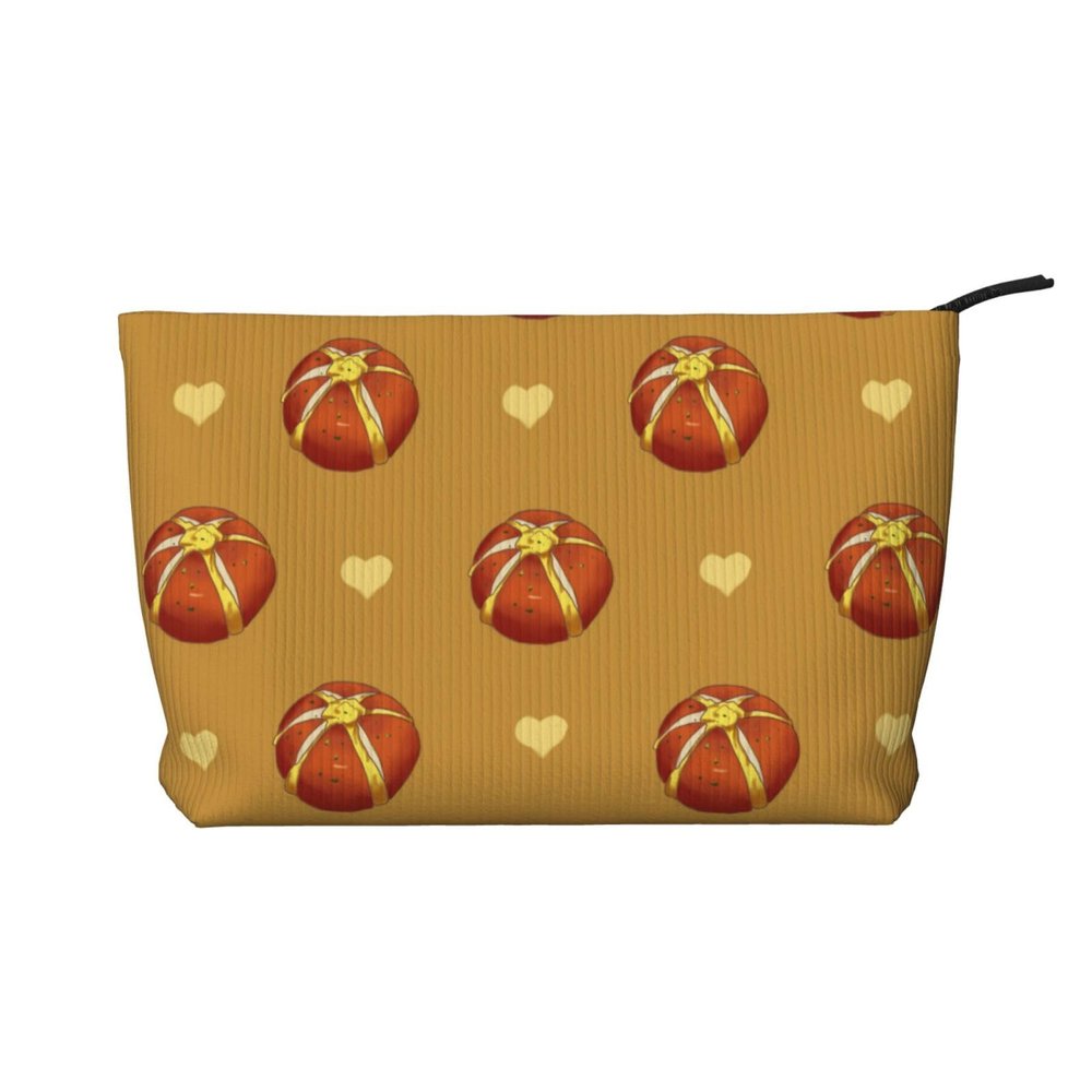 Buttered Bread Fashionable Corduroy Cosmetic Bag, Zipper Closure, Suitable for Travel, Camping and Daily use