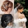 10 pcs Wedding Hair Accessories Bridal Hair Pins Silver Rhinestone with Pearls Hair Pieces for Brides Women Girls (Silver A) view 3