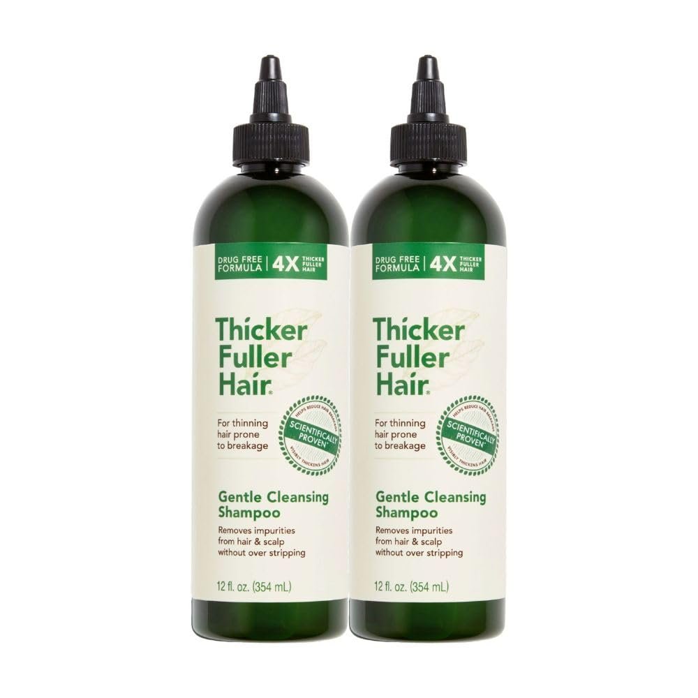 Thicker Fuller Hair Gentle Cleansing Shampoo - Hair Thickening, Clarifying Shampoo - Lightweight, Natural Formula with Rosemary and Coffee Oil - 2 pc