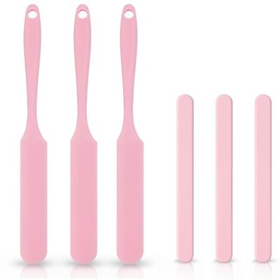 6 Pcs Silicone Wax Stick Applicator,Pink Reusable Wax Sticks Scraper Set,Non-Stick Hard Hair Removal Waxing Spatulas,Waxing Applicator for Women Sticks Supplies Home Salon Body Using