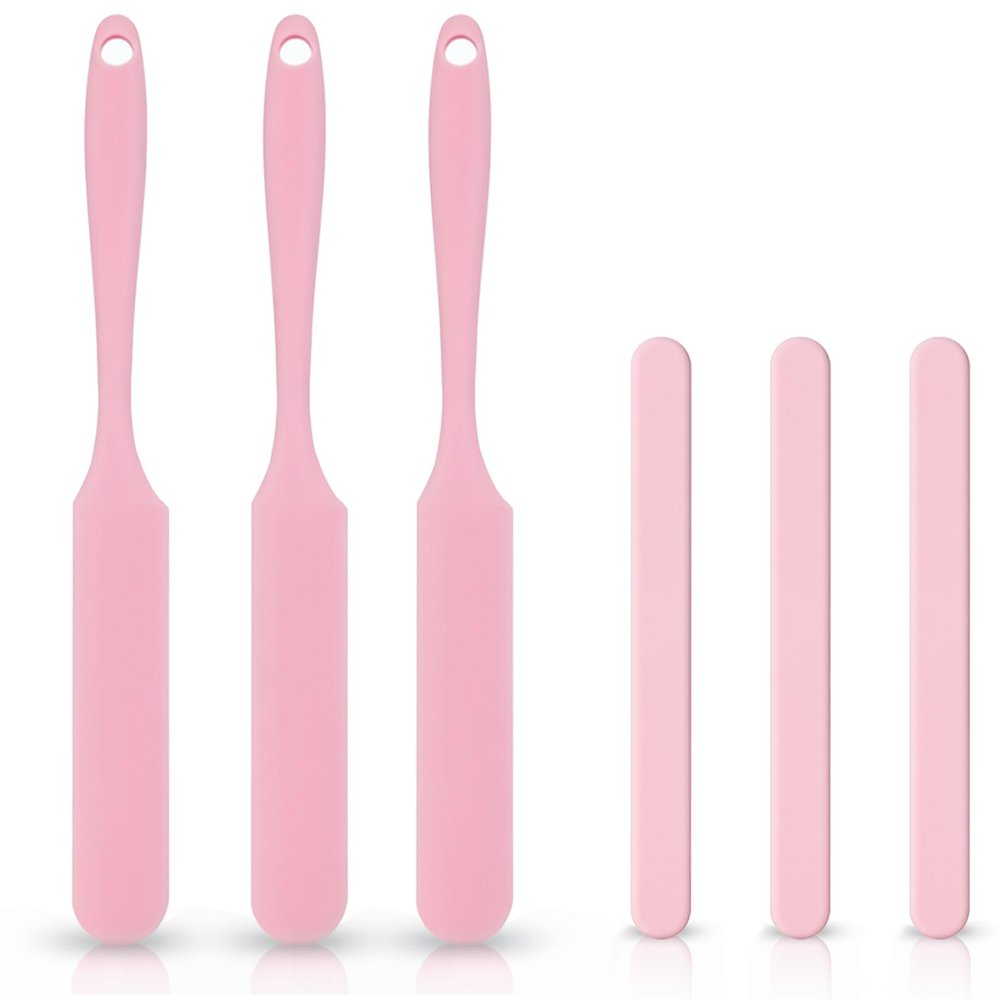 6 Pcs Silicone Wax Stick Applicator,Pink Reusable Wax Sticks Scraper Set,Non-Stick Hard Hair Removal Waxing Spatulas,Waxing Applicator for Women Sticks Supplies Home Salon Body Using