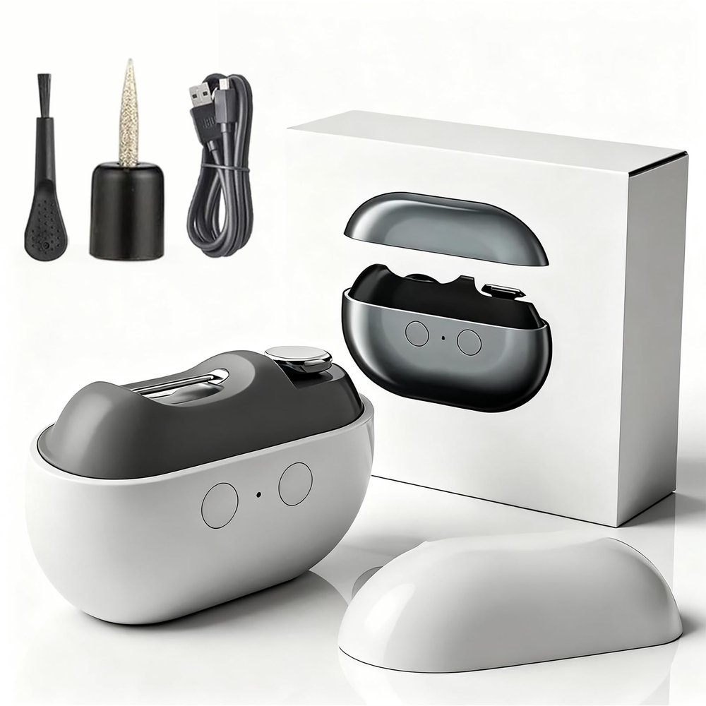 2026 New Smart Nail Clipper, Electric Nail Clippers for Seniors, 3-in-1 Multi-Functional Smart Nail Clipper with LED Light & Polishing, USB Rechargeable for Adults,Seniors,Women,Men & Kids (White)