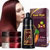 3-in-1 Black Hair Dye Shampoo, Natural Herbal Formula with Ginseng Extract, Multiple Color Options, 500ml (Deep wine red) view 1