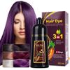 3-in-1 Black Hair Dye Shampoo, Natural Herbal Formula with Ginseng Extract, Multiple Color Options, 500ml (Purple) view 1
