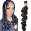 Human Braiding Hair for Boho Braids Loose Deep Wave Bulk Human Hair Knotless 100% Unprocessed Brazilian Virgin Hair Extensions for Braiding Curly Water Wave 1 Bundle No Weft 100g 24inch Natural Black view 1