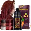 3-in-1 Black Hair Dye Shampoo, Natural Herbal Formula with Ginseng Extract, Multiple Color Options, 500ml (Wine red) view 1