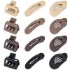 12 Pack Flat Hair Clips for Women-3 Styles Matte Neutral Flat Claw Clips, Black, Blonde,Light Brown & Dark Brown, French Duckbill Styling Accessories (Matte Neutral-2) view 1