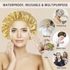 4 PCS Shower Cap for Women, Elastic and Reusable Bath Caps, Double Layers Shower Caps Reusable Waterproof, Bathing Shower Caps, Environmental Bath Hair Protection Cap -Gold+Green+Silver Gray+Brown view 2