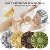 4 PCS Shower Cap for Women, Elastic and Reusable Bath Caps, Double Layers Shower Caps Reusable Waterproof, Bathing Shower Caps, Environmental Bath Hair Protection Cap -Gold+Green+Silver Gray+Brown view 3