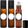 10ml Premium Empty Refillable Reusable Roll on Glass Set of 3, Black Cap view 1