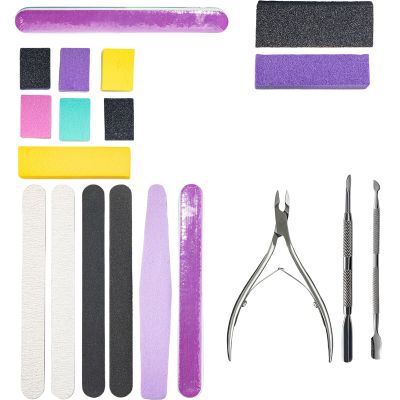 19 Pieces Nails Files Buffer Block Care Tool Sponge Rubbing Set Buffers Manicure Supplies