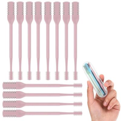 2-in-1 Nasal Hair Cutter for Men Women, 2025 New Double Sided Nose Hair Knife, Portable Nostril Hair Remover Tool, 360 Nose Hair Trimme & Ear Picker, with Soft Cleaning Brush (Pink, 12pcs)