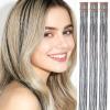 HANDWIG Pearl Black Hair Tinsel,Clip in,75 Strands 24 Inches,Heat Resistant,Glitter Hair Strands for Women Adults for Emo Gothic Party Cosplay view 1