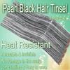 HANDWIG Pearl Black Hair Tinsel,Clip in,75 Strands 24 Inches,Heat Resistant,Glitter Hair Strands for Women Adults for Emo Gothic Party Cosplay view 4