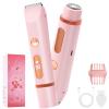 Bikini Trimmer for Women, Bikini Shaver with Dual Heads, Painless Body and Facial Hair Removal, Rechargeable Cordless Electric Razors for Face Chin Pubic Underarm Legs, IPX7 Waterproof, Pink (Pink) view 1