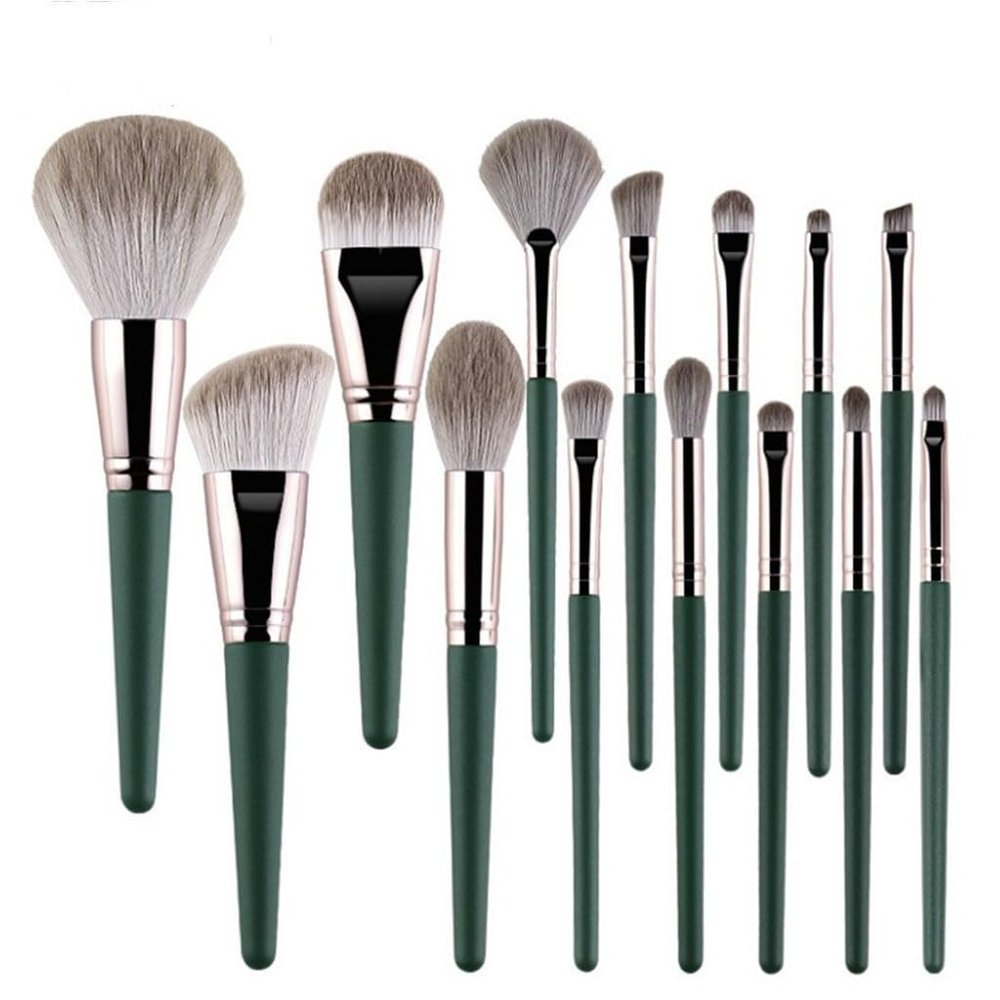 14pcs Green Cloud Makeup Brush Set Loose Powder Blush Foundation Eyeshadow Brushes Complete