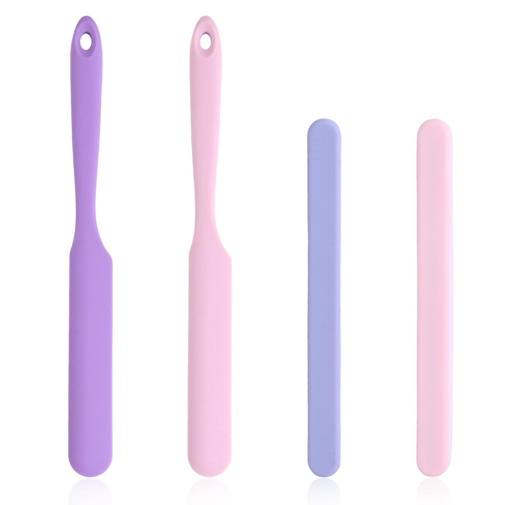 Clofiak 4PCS Silicone Wax Stick, Reusable Non Stick Waxing Applicator, Hair Removal Waxing Spatulas, Popsicle Sticks for Beauty Cosmetics Home Salon Body Use