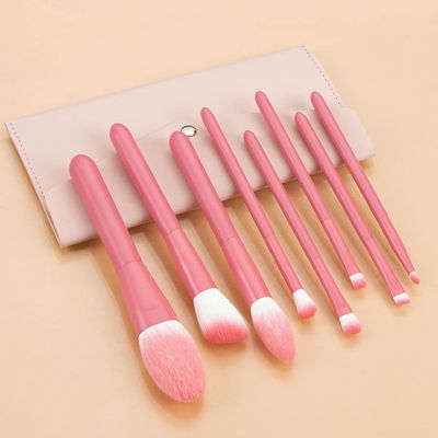 8 Makeup Brush Set Soft with Storage Bag Wooden Handle Beauty Hair Tools
