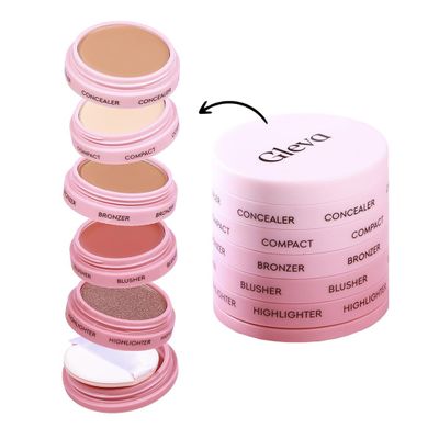 5 In 1 Makeup stack With Concealer, Bronzer, Blusher, Compact & Highlighter Smooth & Blendable Formula - Travel Friendly, Quick & Easy to Use (Light)