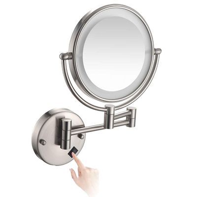 Wall Mounted Makeup Mirror with Lights,Double Sided 1X/10X Magnifying Vanity Mirror with Push Button Switch,360 Swivel Design, Extendable and Folding Arm - for Men and Women