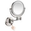 Wall Mounted Makeup Mirror with Lights,Double Sided 1X/10X Magnifying Vanity Mirror with Push Button Switch,360 Swivel Design, Extendable and Folding Arm - for Men and Women view 1