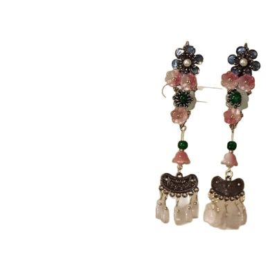 3 pieces of "Flower Shake Long Shadow" floral fringe hair clips, vintage Hanfu accessories and hair accessories