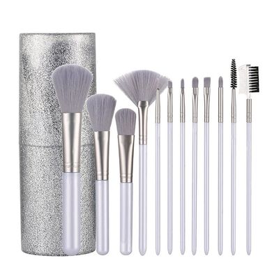 12 Long Pole Barrel Makeup Brush Set Full Soft Hair Beauty Tools