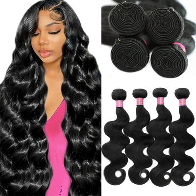 12A Body Wave Bundles Human Hair 16 18 20 22 Inch Human Hair Bundles 100% Unprocessed Brazilian Virgin Hair 4 Bundles Human Hair Body Wave Human Hair Extensions Bundles Human Hair Natural Black