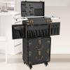 GEHPYYDS Rolling Makeup Case Cosmetology Case on Wheels Cosmetic Train Case Trolley Roll Travel Box Hair Stylist Travel Case Traveling Cart Trunk for Makeup Artist Esthetician Nail Tech view 1