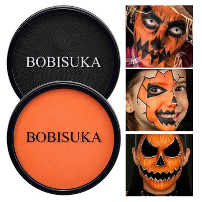 BOBISUKA Black and Orange Face Paint, Water-Activated Face Painting Palette for Halloween SFX Makeup, Cosplay, Theater, Stage, Film & More