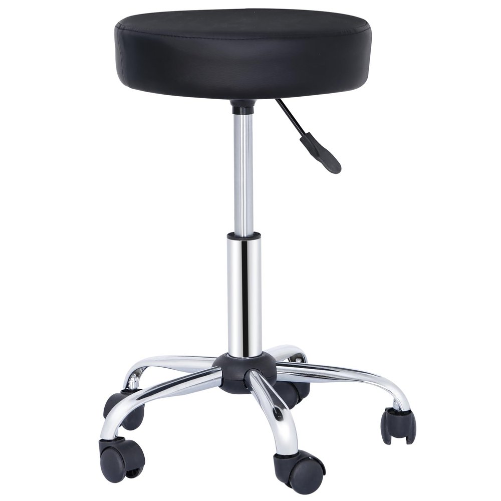 Noomul Hydraulic Rolling Stool Swivel Salon Chair Office Adjustable Height Black