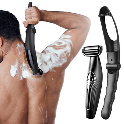 Mens Back Shaver with Long Handle, Multifunctional Self-Service Electric Back Hair Razor with Detachable Handle, Trimmer for Men with Back Attachment for Wet and Dry Use