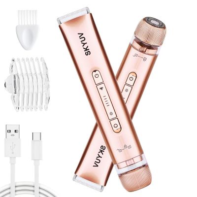 Bikini Trimmer for Women, SKYUV 2 in 1 Electric Razors Bikini Shaver, IPX7 Waterproof & Easy Cleaning, Ceramic Blade, USB Recharge, Cordless Body Hair Trimmer, Facial & Pubic Hair Removal