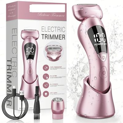 Pubic Hair Trimmer Women, Womens Electric Razor, Electric Shaver for Women, Women's Bikini Area, Ladies Electric Razors for Legs and underarms
