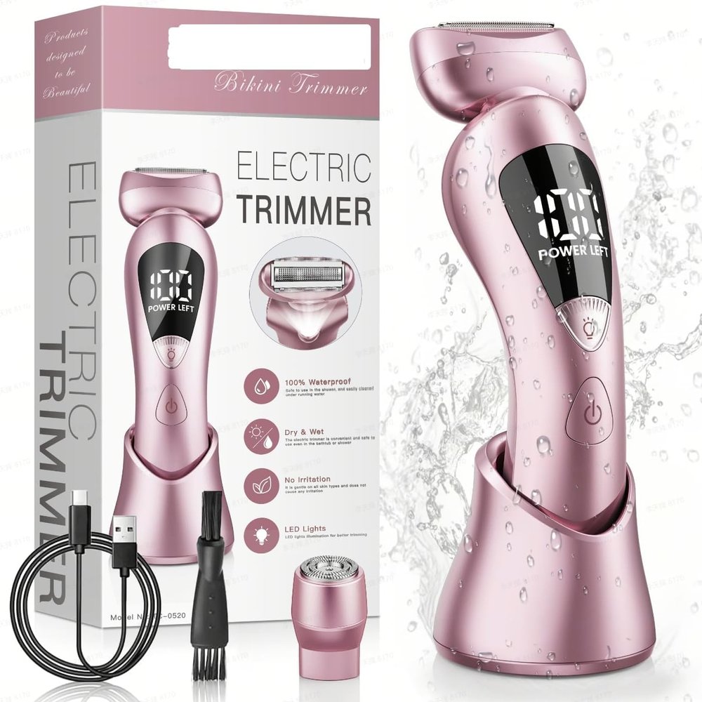 Pubic Hair Trimmer Women, Womens Electric Razor, Electric Shaver for Women, Women's Bikini Area, Ladies Electric Razors for Legs and underarms
